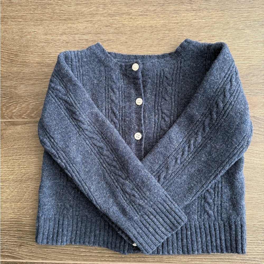 OLIVE JUICE Kids Navy Heather Wool Cardigan in EUC Size S